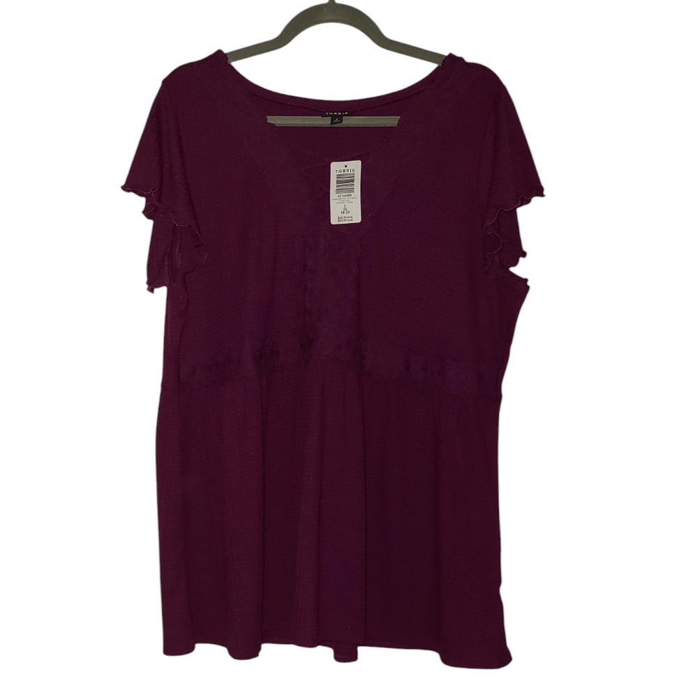 Torrid Eggplant Color Women's Blouse Plus Sz 2 NWT